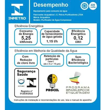 Purificador De Água Premium Compressor Prata 110v - Alcalino - Acquabios