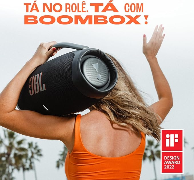 JBL Caixa de Som, Boombox 3, Bluetooth, À Prova D'água e Poeira - Preto COMPRE 1 E LEVE 2