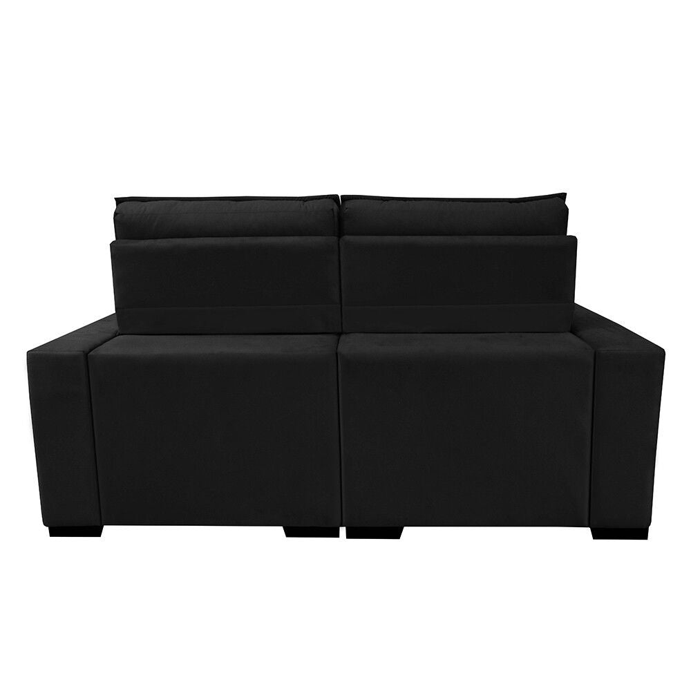 Sofá Retrátil e Reclinável 2,00m Molas Ensacadas e Costura Tripla Nobre Suede Preto