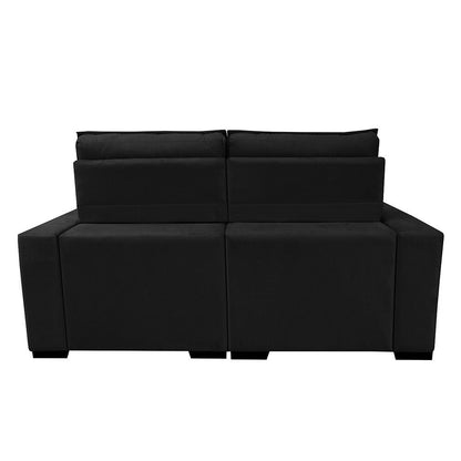 Sofá Retrátil e Reclinável 2,00m Molas Ensacadas e Costura Tripla Nobre Suede Preto
