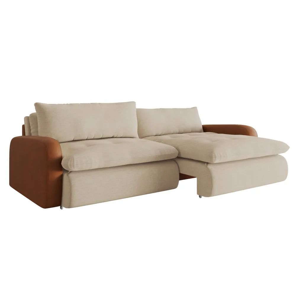 Sofá 3 Lugares Equestre Retrátil Horse Collection Corino e Linho 230cm