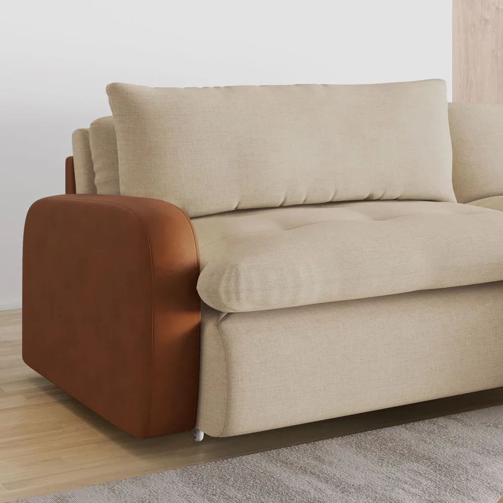 Sofá 3 Lugares Equestre Retrátil Horse Collection Corino e Linho 230cm