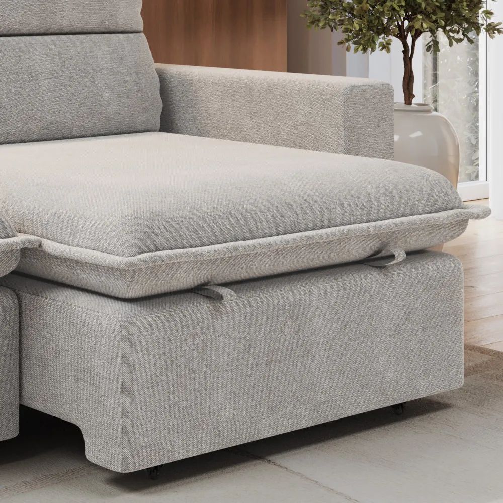 Sofá 4 lugares Madri Retrátil e Reclinável Linho Cinza 240cm