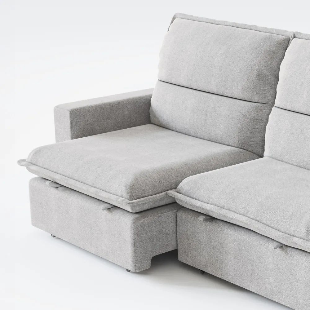 Sofá 4 lugares Madri Retrátil e Reclinável Linho Cinza 240cm