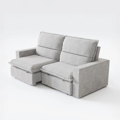Sofá 4 lugares Madri Retrátil e Reclinável Linho Cinza 240cm