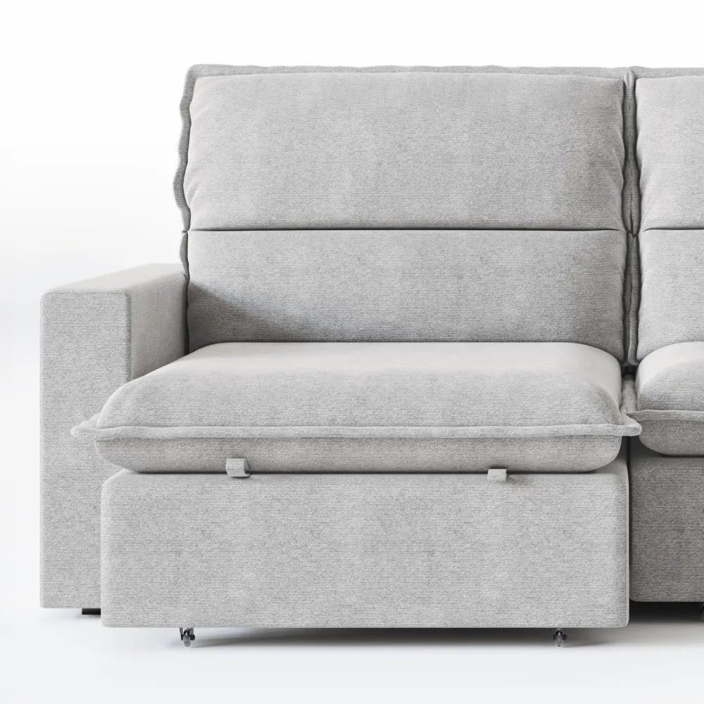 Sofá 4 lugares Madri Retrátil e Reclinável Linho Cinza 240cm