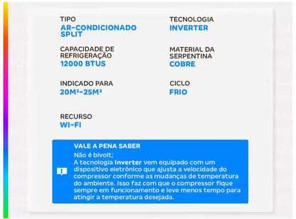 Ar-condicionado Split 12.000 BTUs Philco Inverter Frio Hi Wall PAC12FC INT - 220V COMPRE 1 E LEVE 2